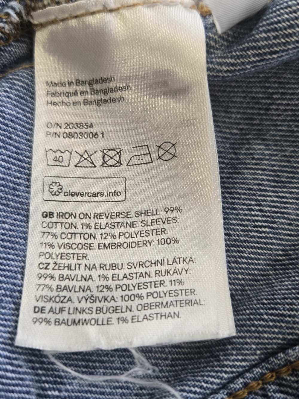 H&M Blue Denim Jacket with Gray Sweatshirt Sleeves - Size 2/3 - Picture 8 of 9